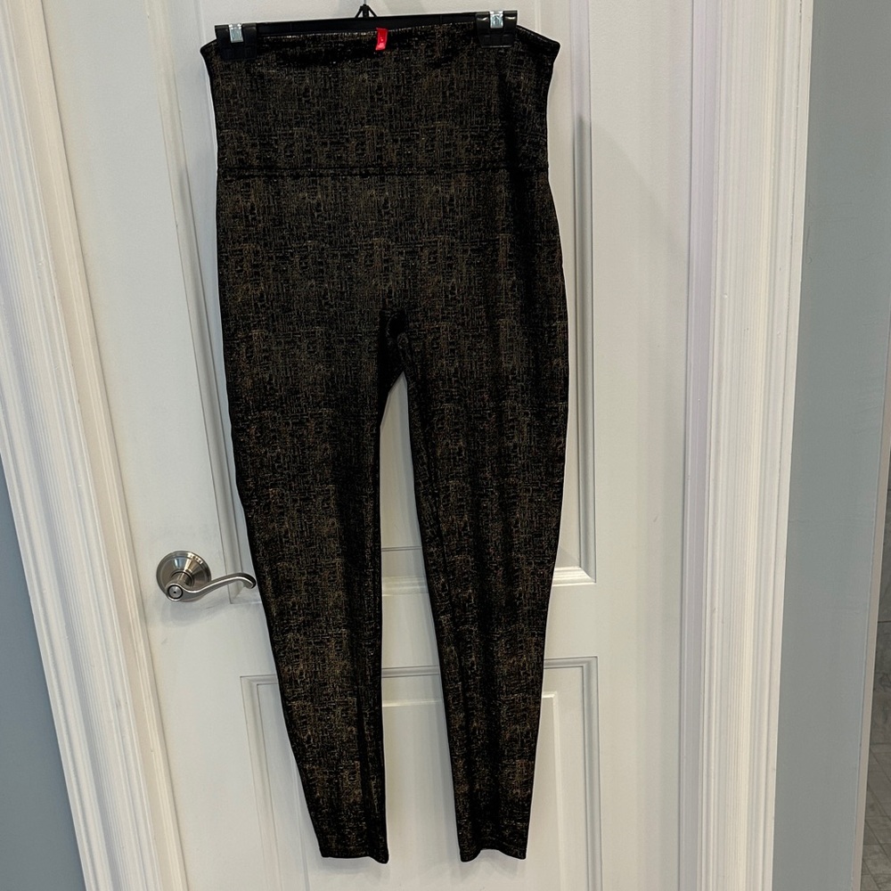 SPANX Velvet Black and Gold Leggings